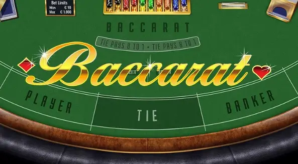 Baccarat game table with Player and Banker cards displayed during live casino play